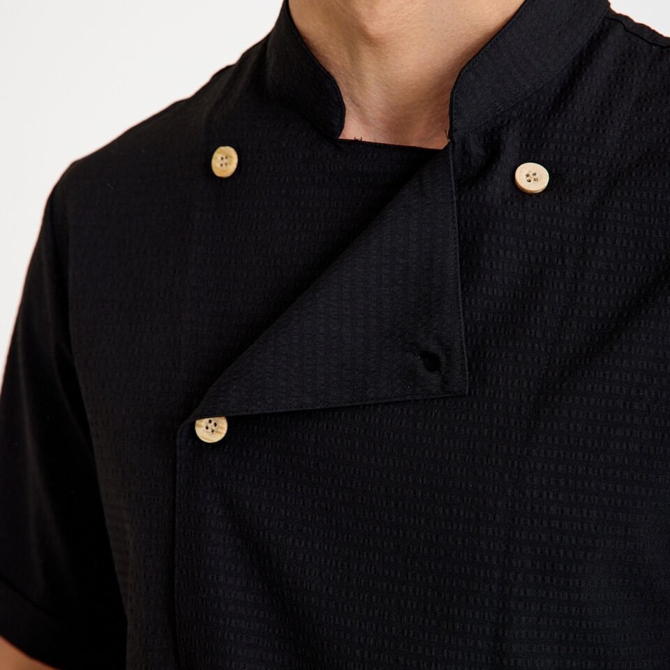 Aşçı Şef Ceketi -Düğmeli Siyah Kısa Kol