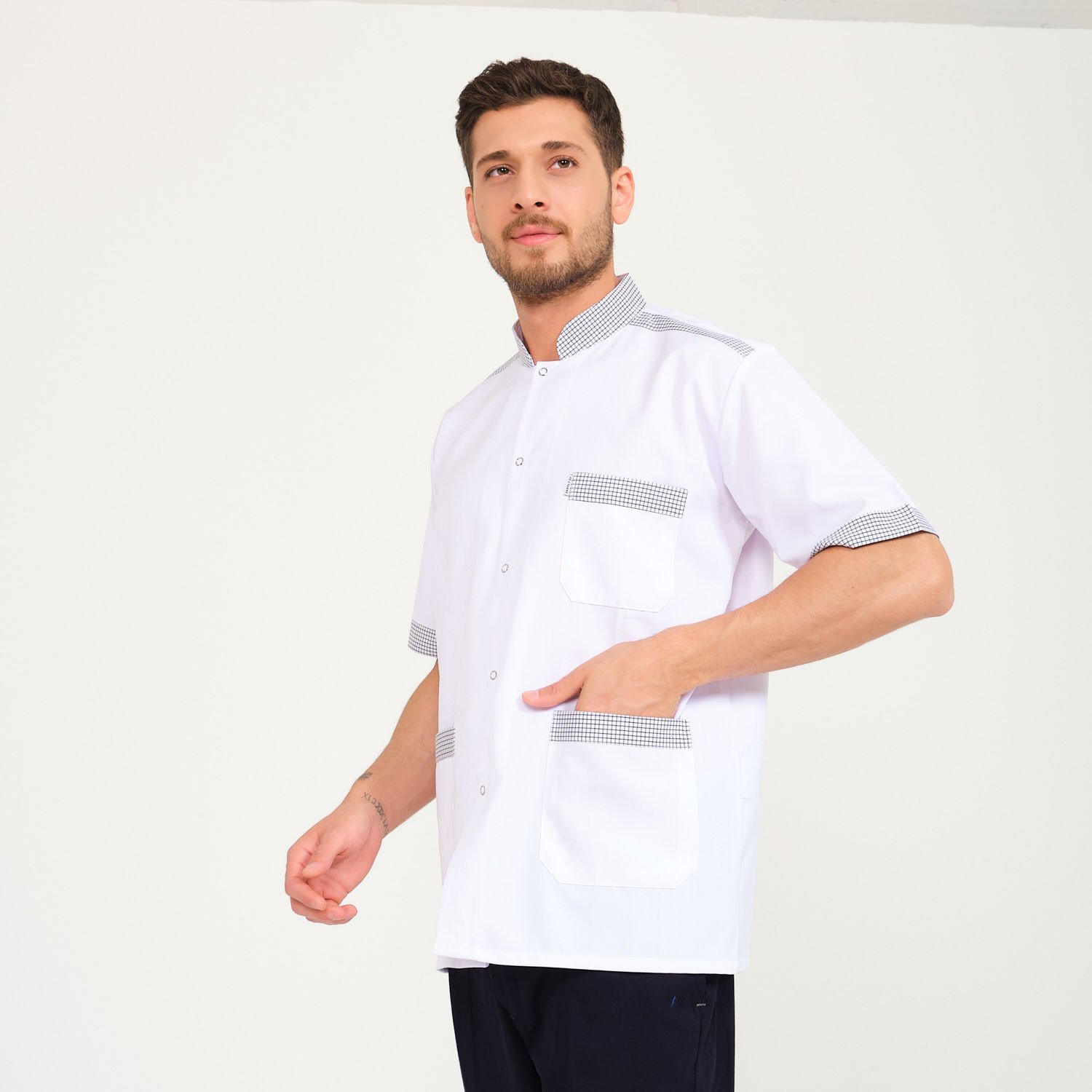 Beyaz Erkek Komi Ceketi  - Kare