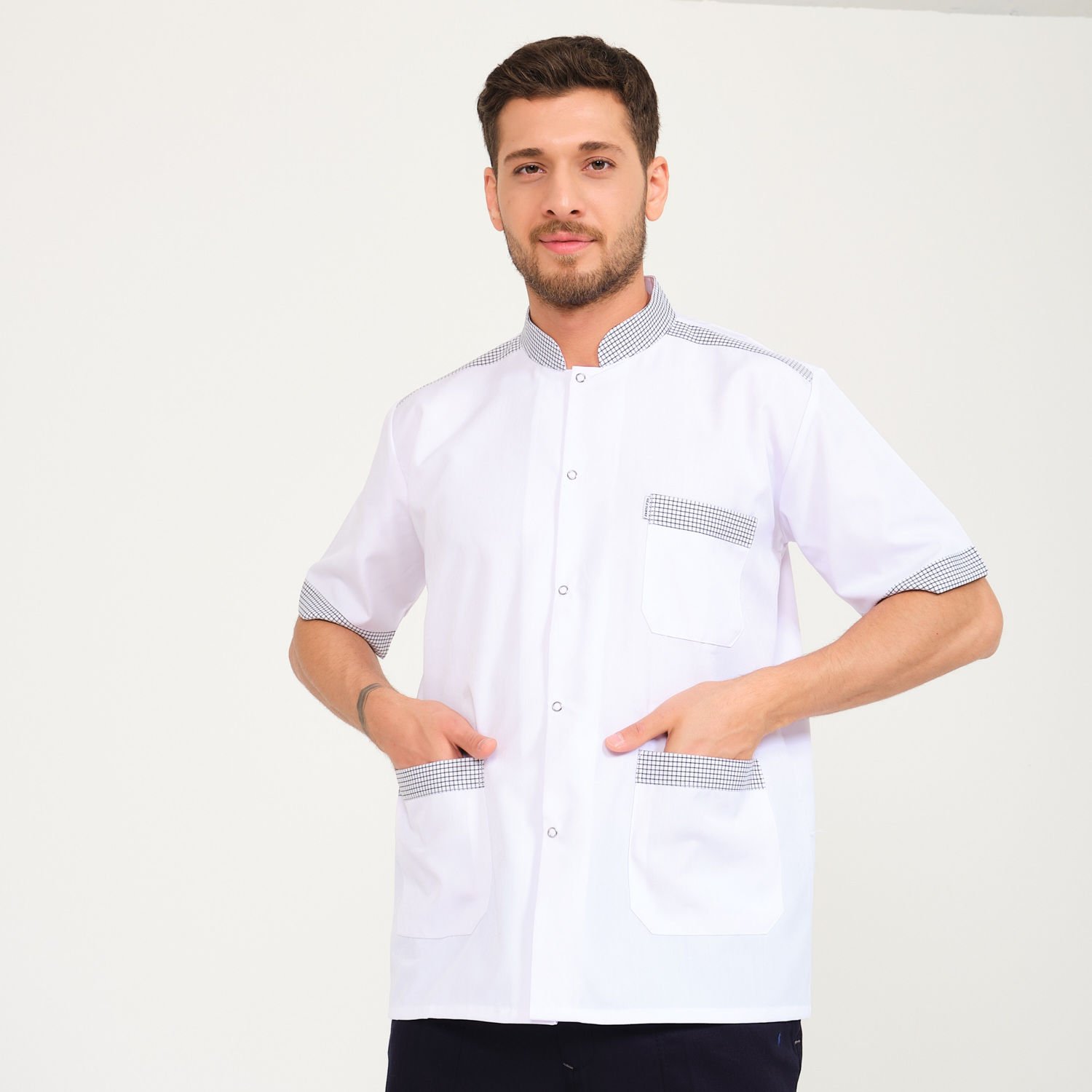 Beyaz Erkek Komi Ceketi  - Kare