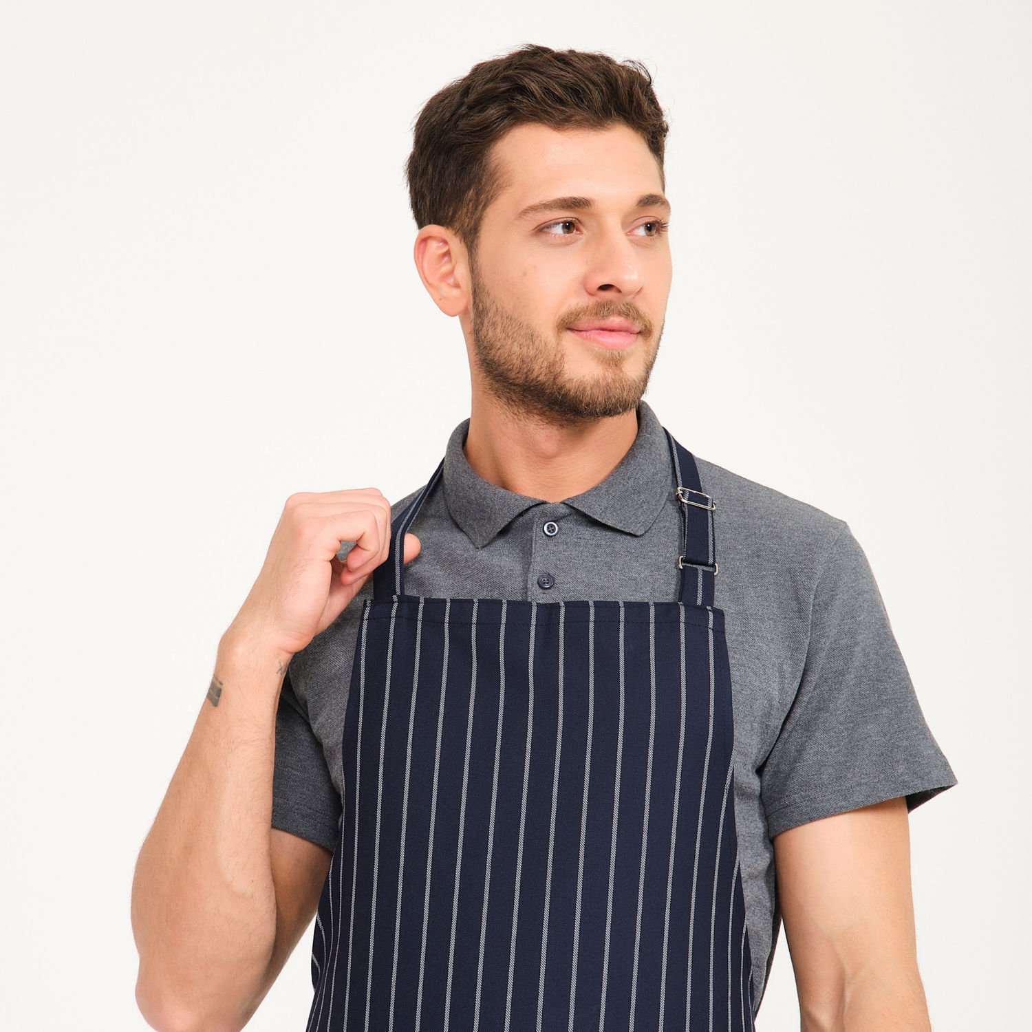 İtalyan Lacivert Cepli Askılı Önlük