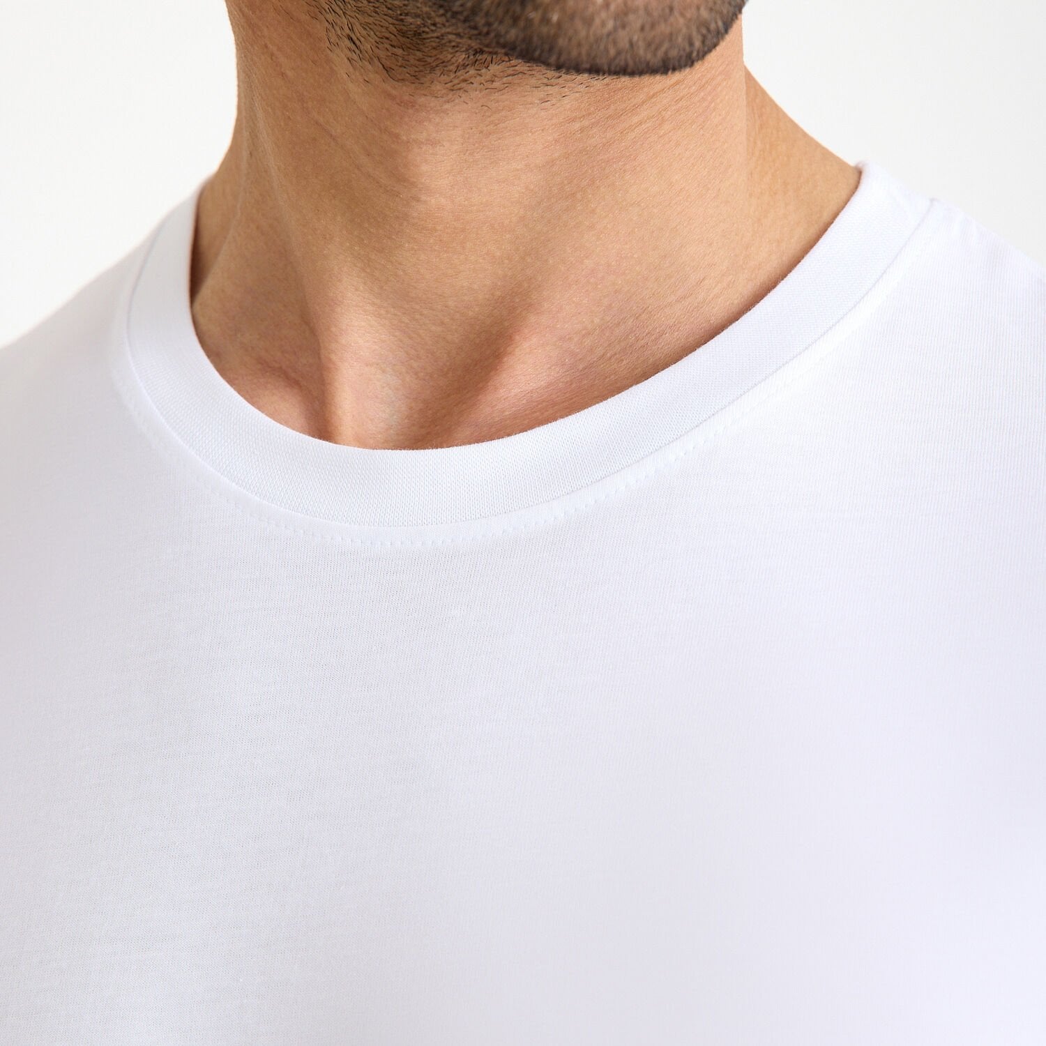 Oversize Bisiklet Yaka İş Tişörtü - Ekru