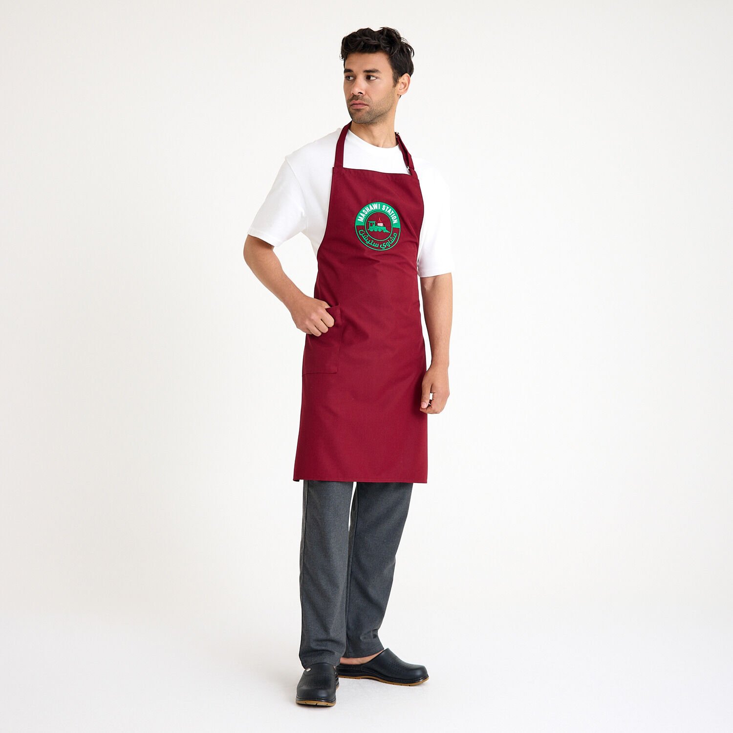 Logolu Alpaka Tokalı Askılı Önlük - Bordo