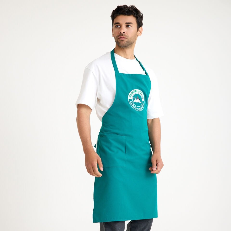 Logolu Alpaka Tokalı Askılı Önlük - Yeşil