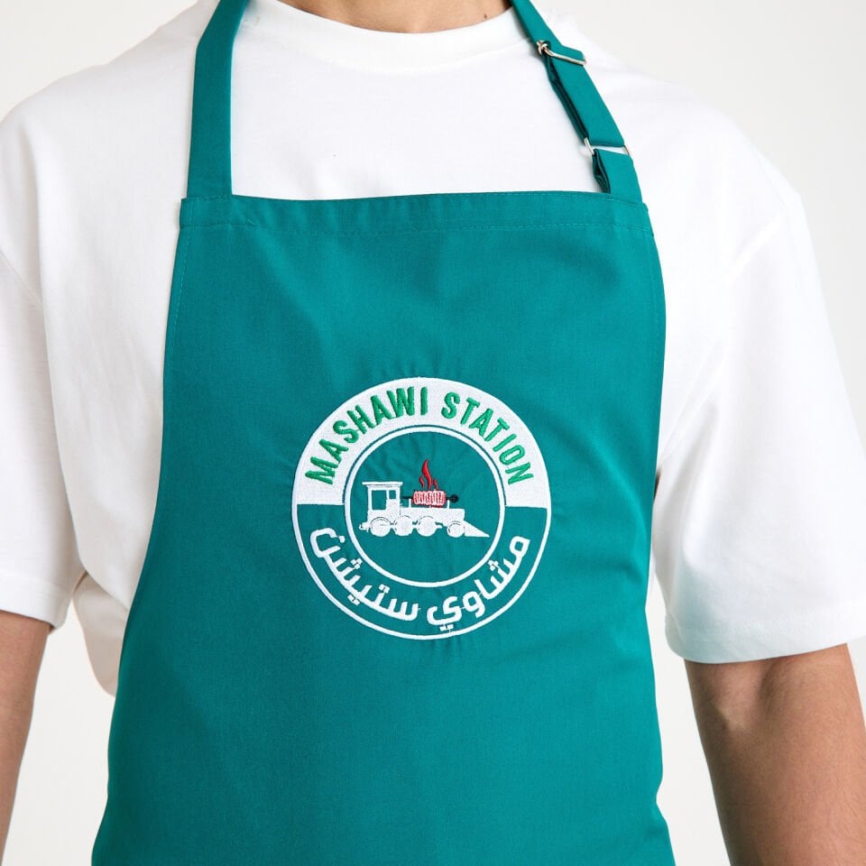 Logolu Alpaka Tokalı Askılı Önlük - Yeşil