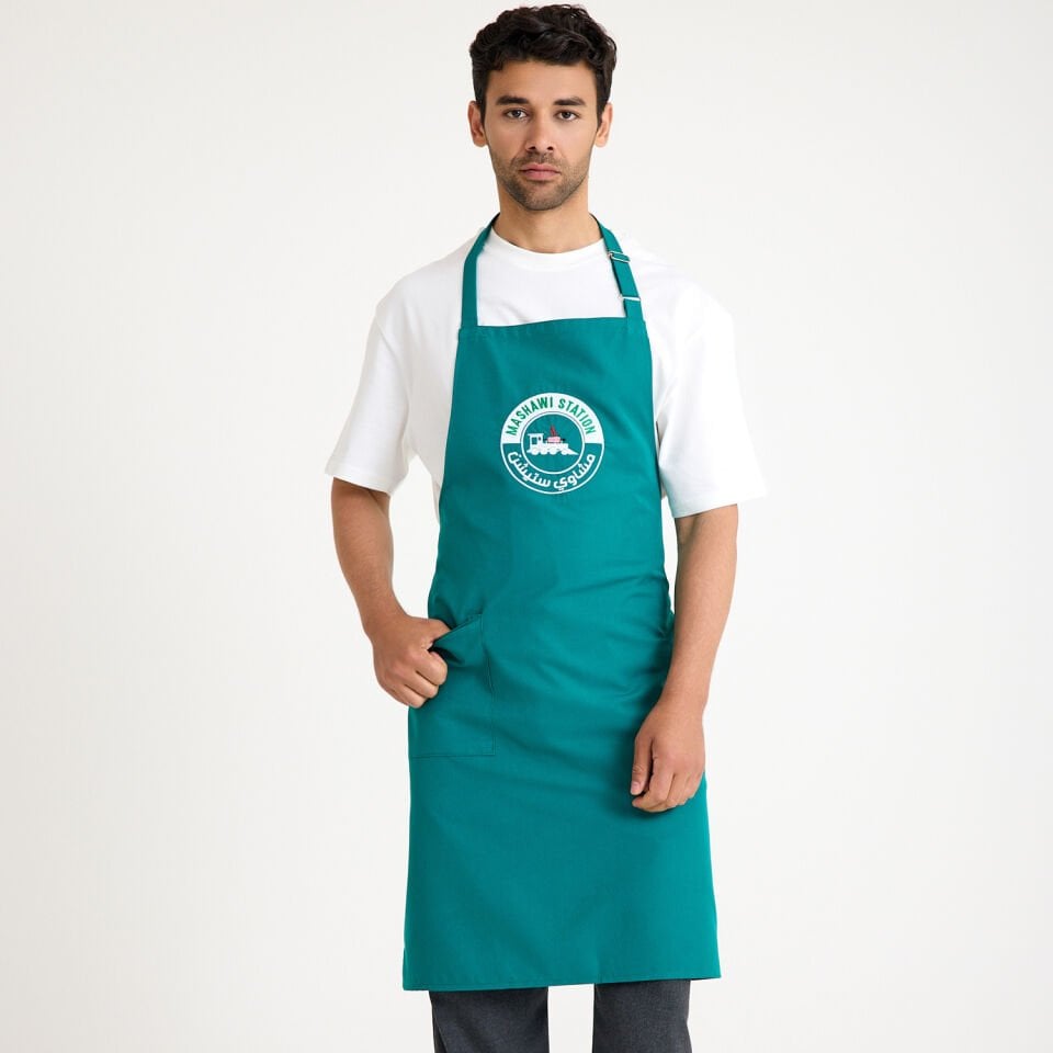 Logolu Alpaka Tokalı Askılı Önlük - Yeşil