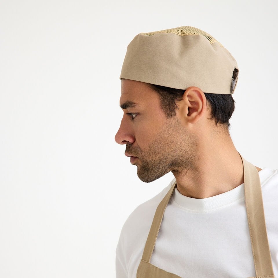 Gabardin Fileli Aşçı Şef Fesi - Bej
