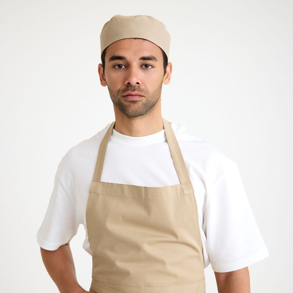 Gabardin Fileli Aşçı Şef Fesi - Bej