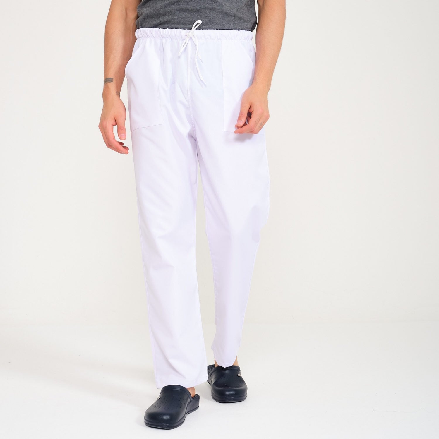 Beyaz Lastikli Aşçı İş Pantolonu