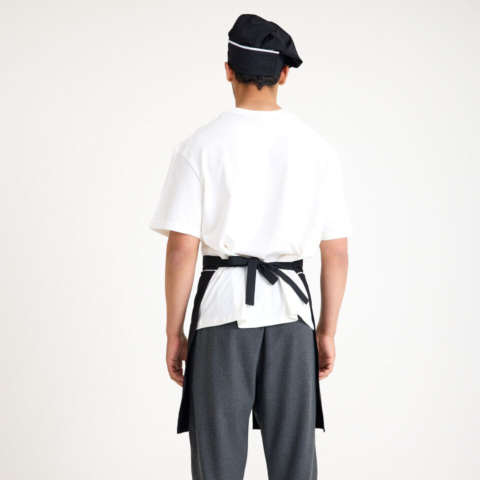 Siyah Beyaz Biyeli Mantar Aşçı Kepi