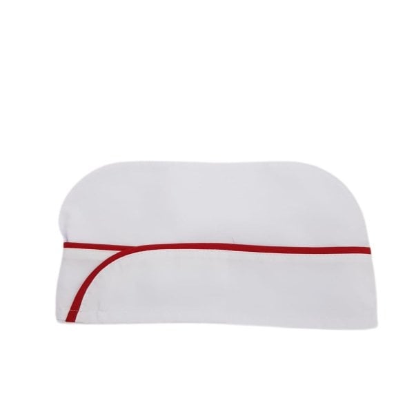 Beyaz Kırmızı Biyeli Aşçı Kepi