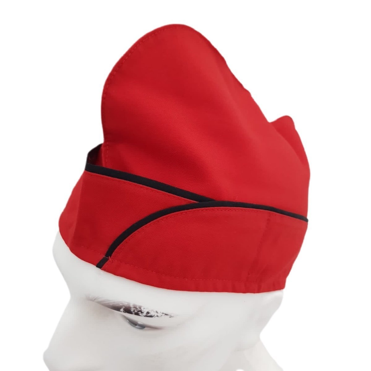 Kırmızı Siyah Biyeli Aşçı Kepi