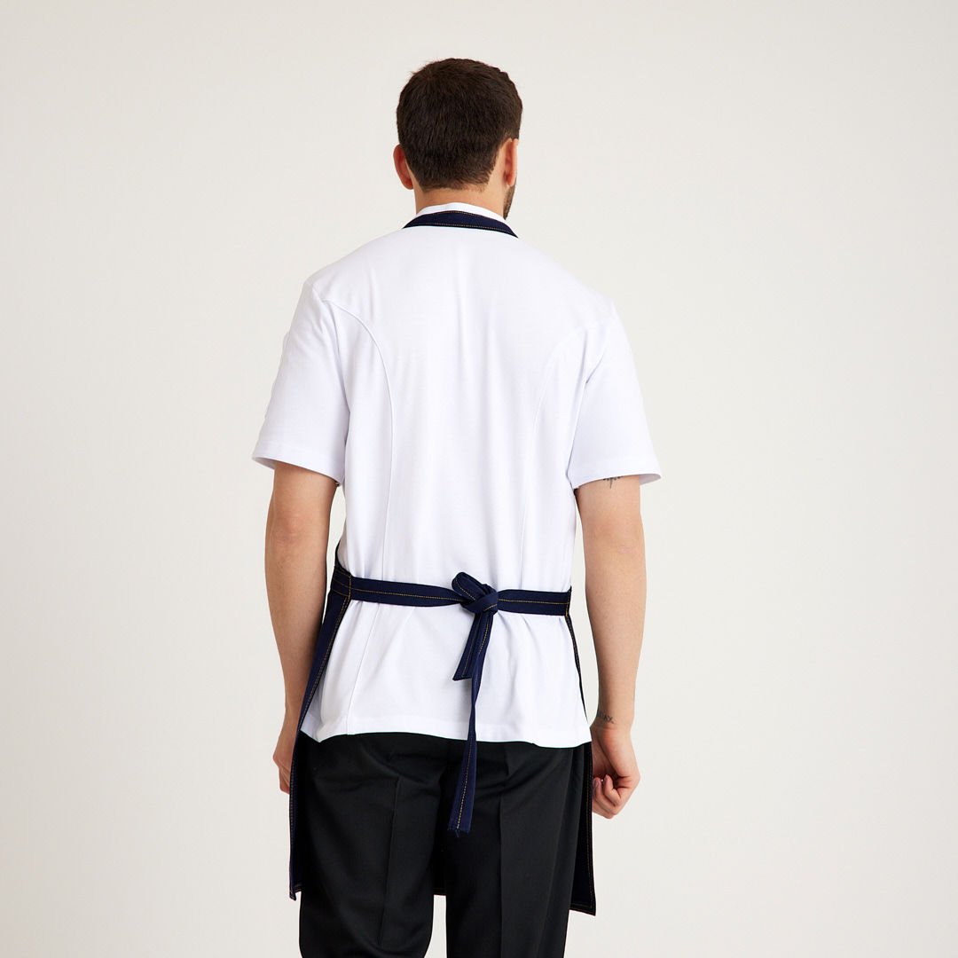 Lacivert Kot Askılı Cepli Önlük