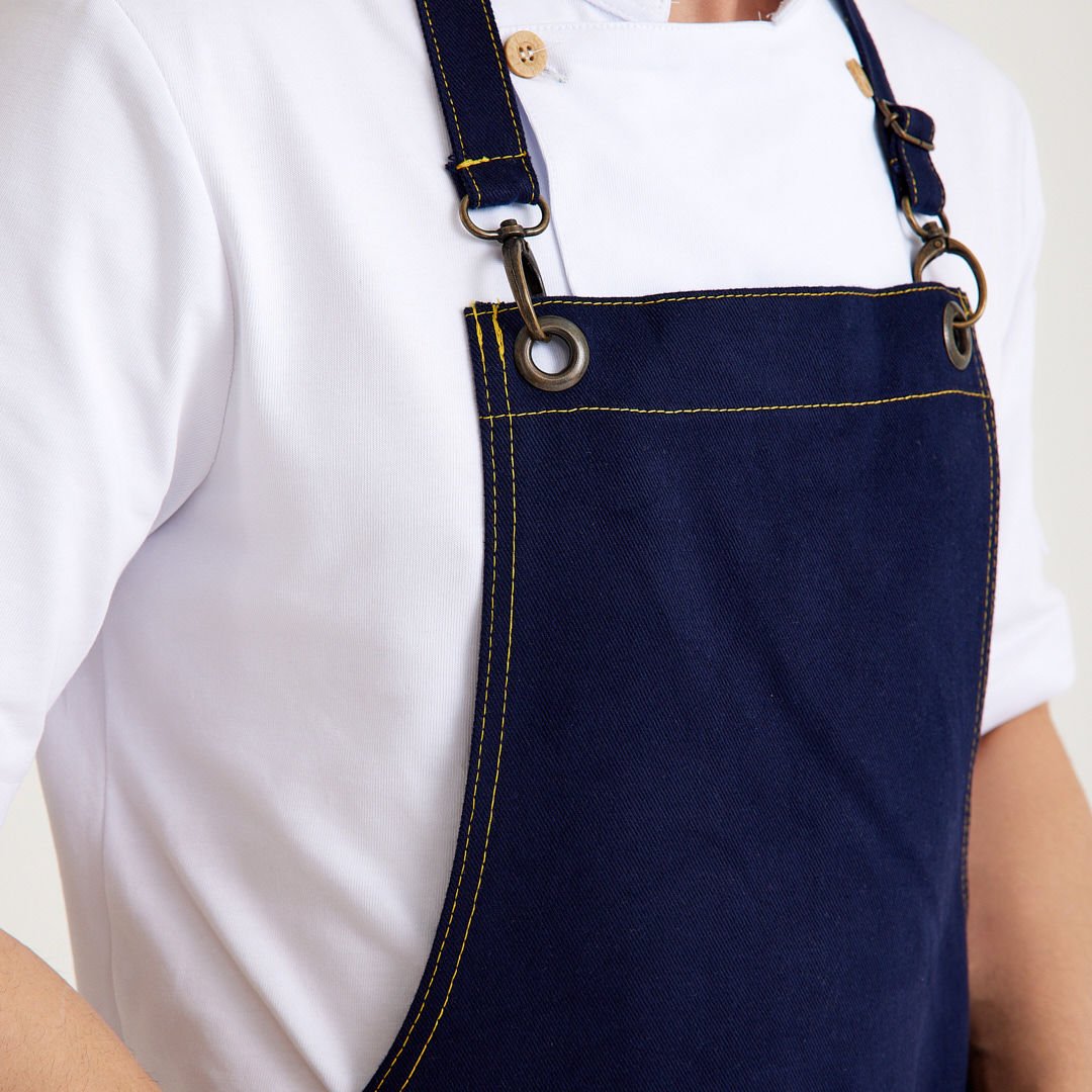 Lacivert Kot Askılı Cepli Önlük