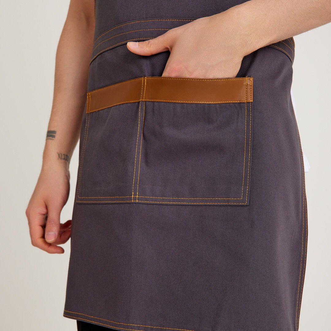 Gri Kot Askılı Cepli Önlük