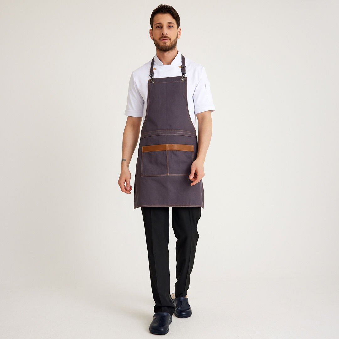 Gri Kot Askılı Cepli Önlük