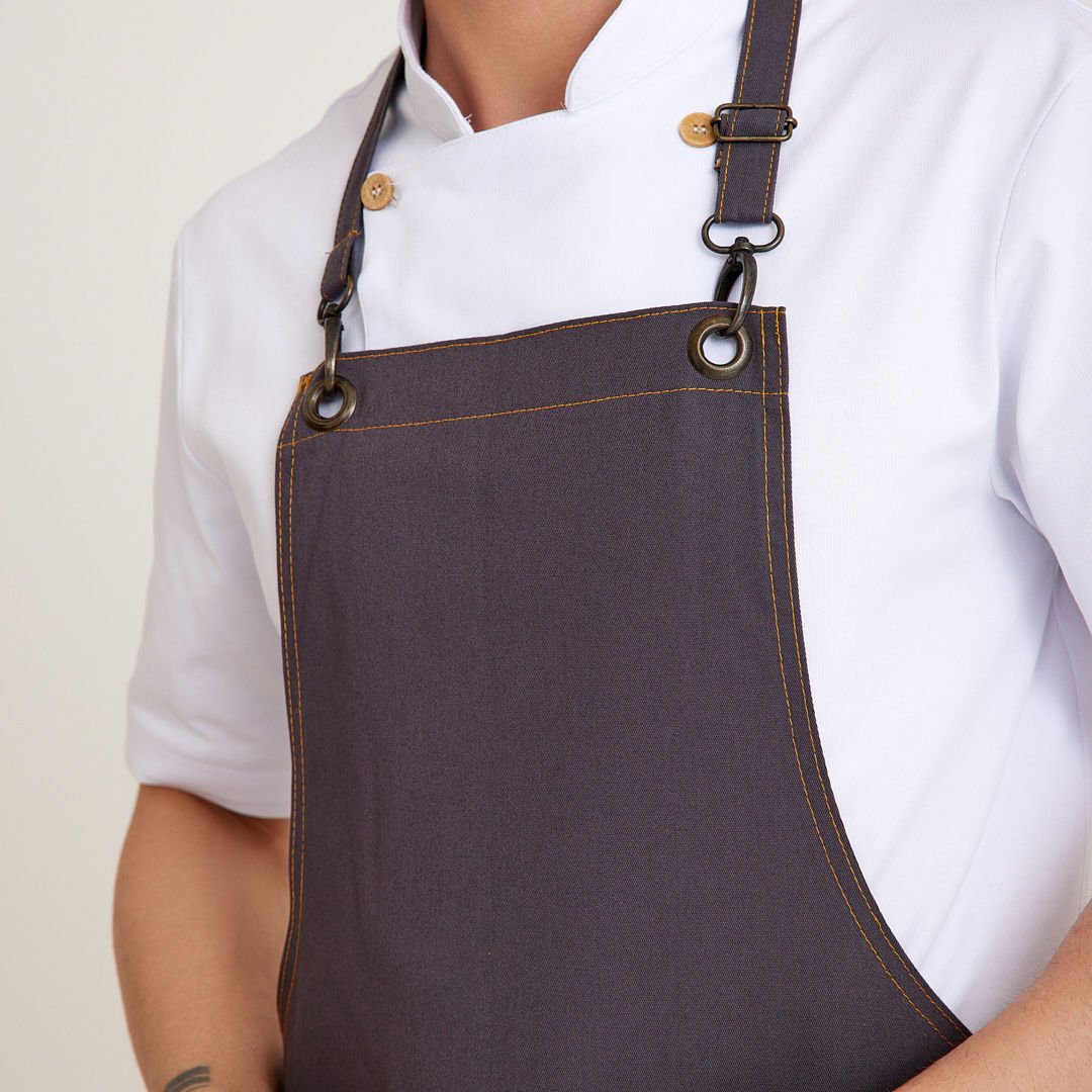 Gri Kot Askılı Cepli Önlük