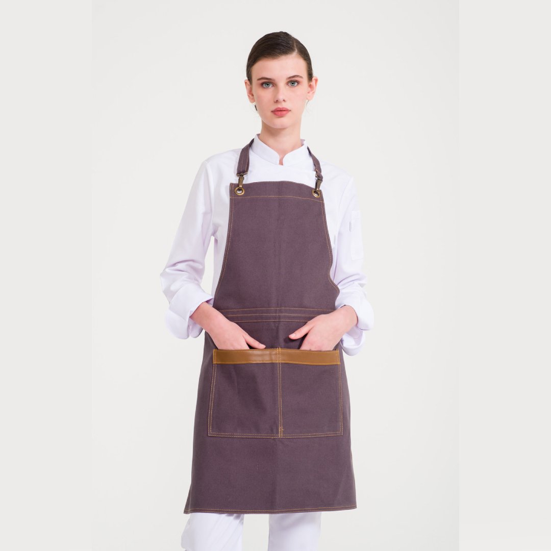Gri Kot Askılı Cepli Önlük