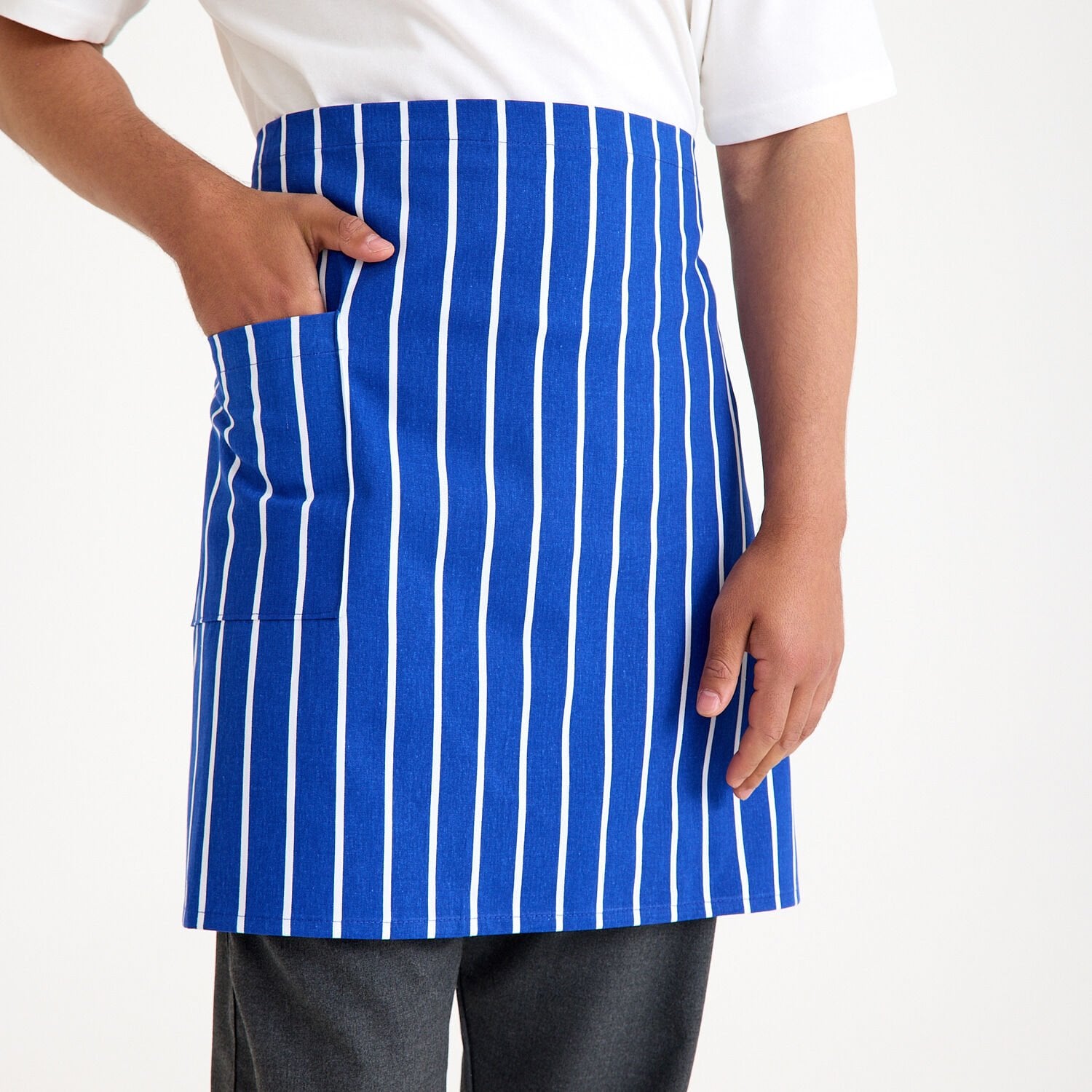 İtalyan Cepli Yarım Önlük - Saks Mavi
