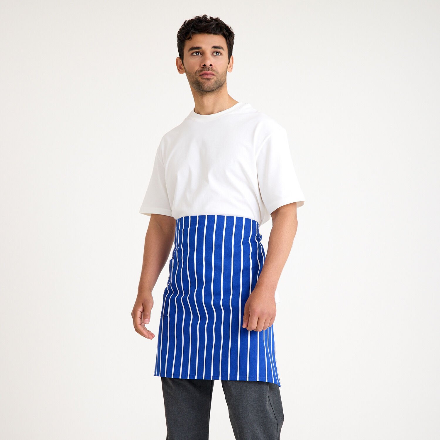 İtalyan Cepli Yarım Önlük - Saks Mavi