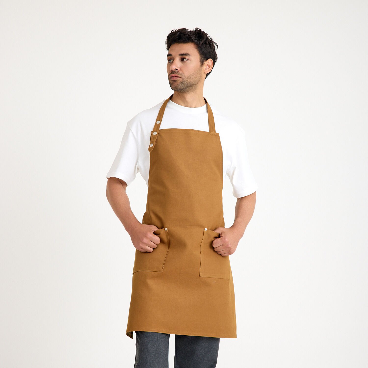 Gabardin Askılı Önlük - Taba