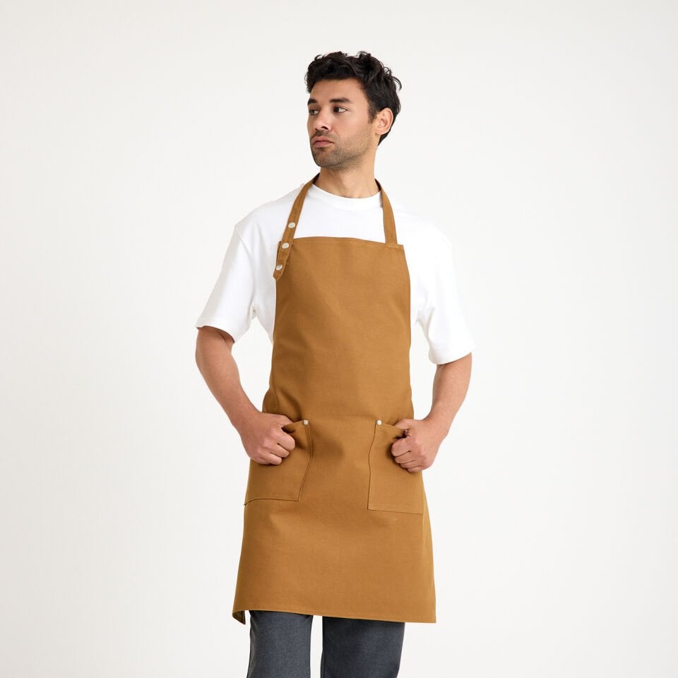 Gabardin Askılı Önlük - Taba