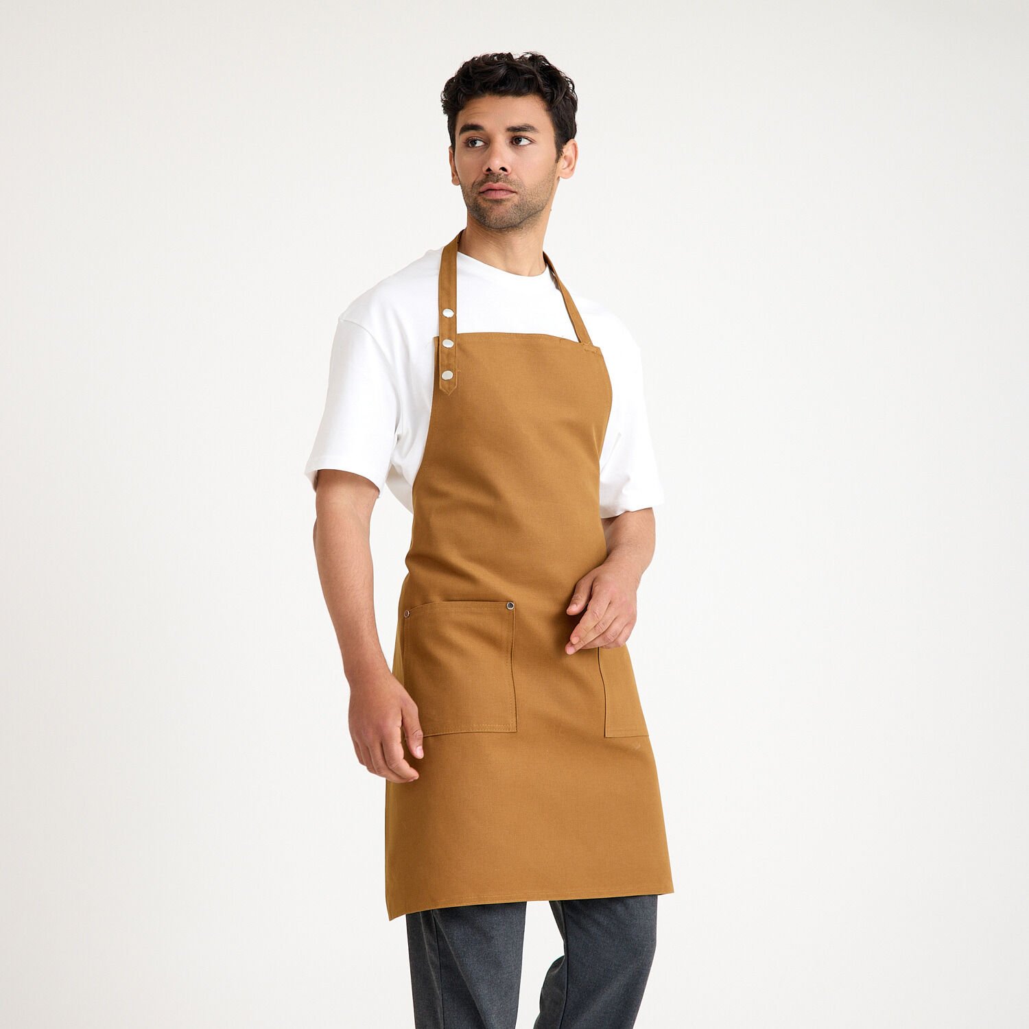 Gabardin Askılı Önlük - Taba