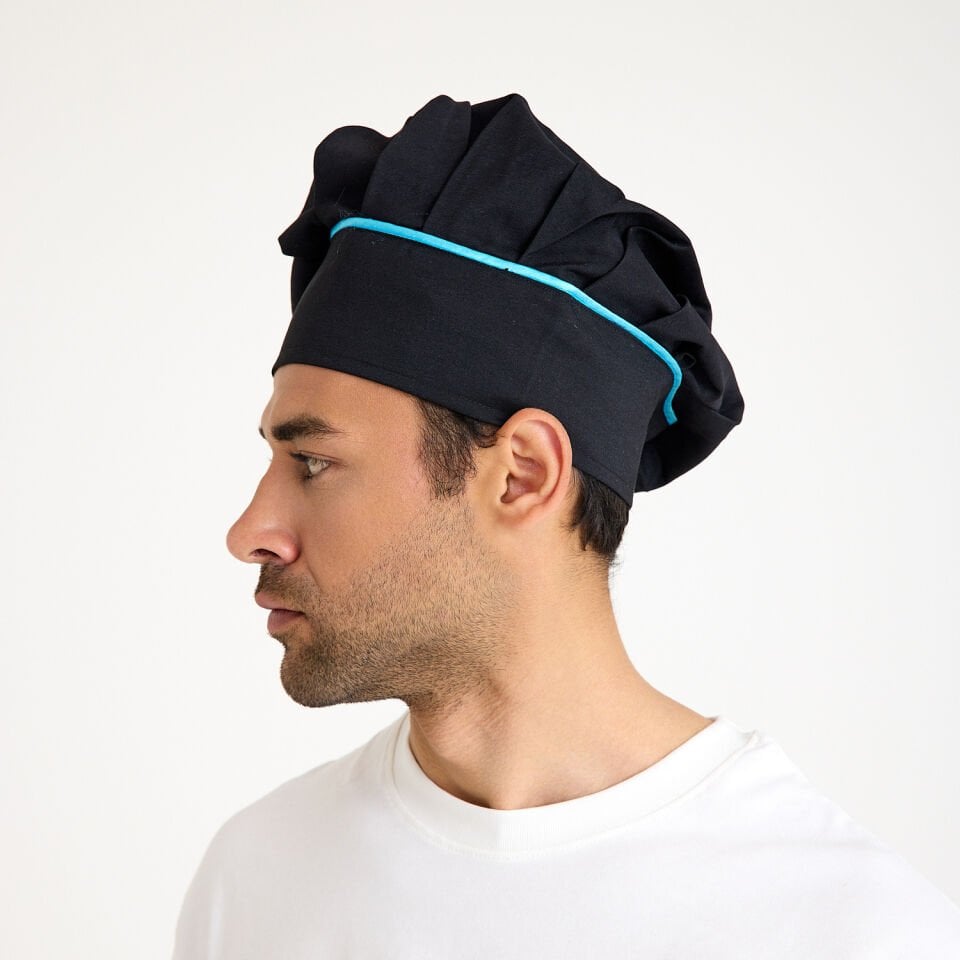 Siyah Turkuaz Mantar Aşçı Kepi