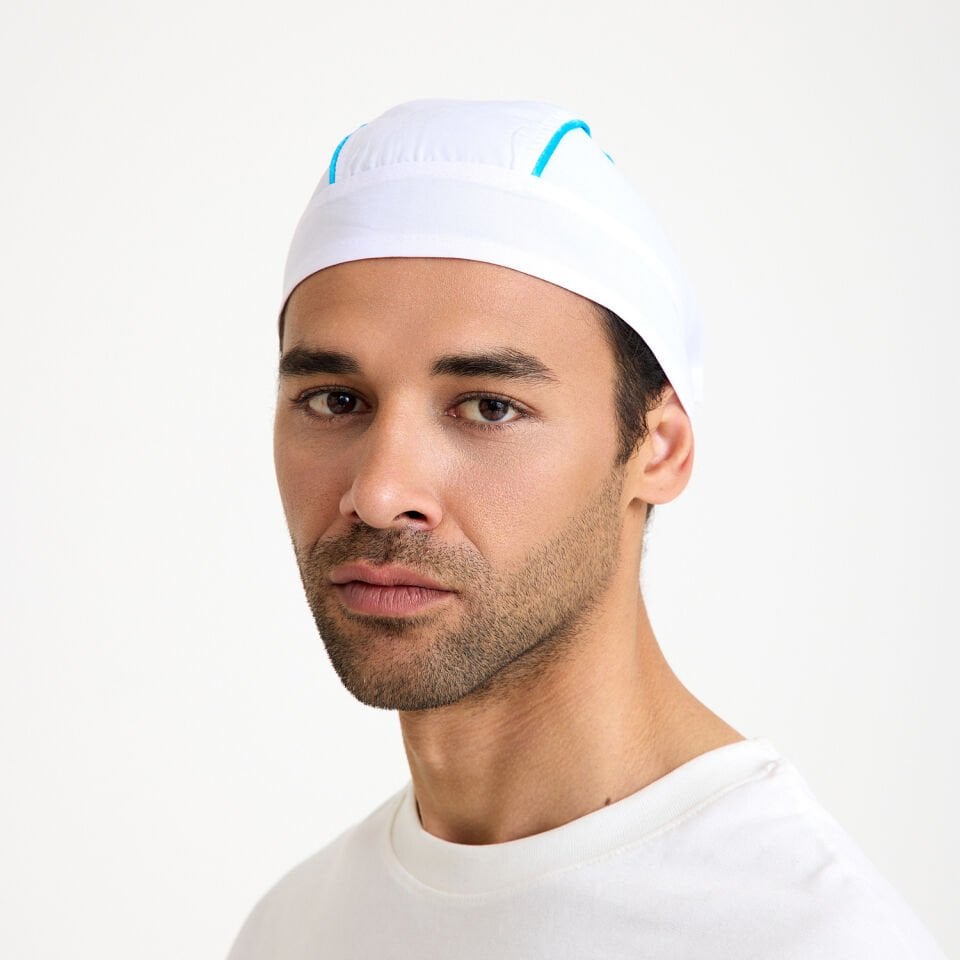 Beyaz Biyeli Aşçı Bandana - Turkuaz
