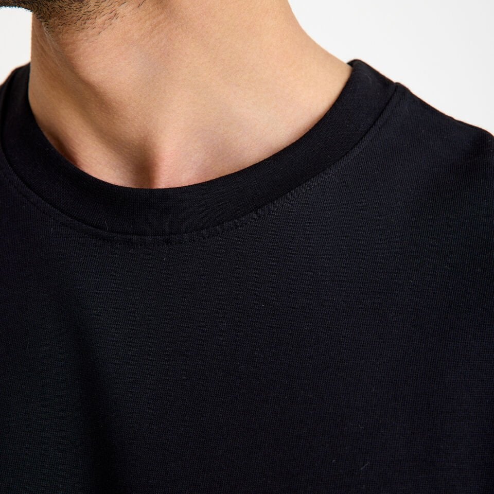 Oversize Bisiklet Yaka İş Tişörtü - Siyah