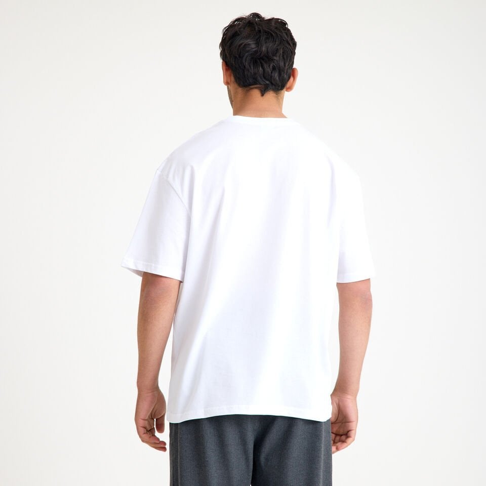 Oversize Bisiklet Yaka İş Tişörtü - Beyaz