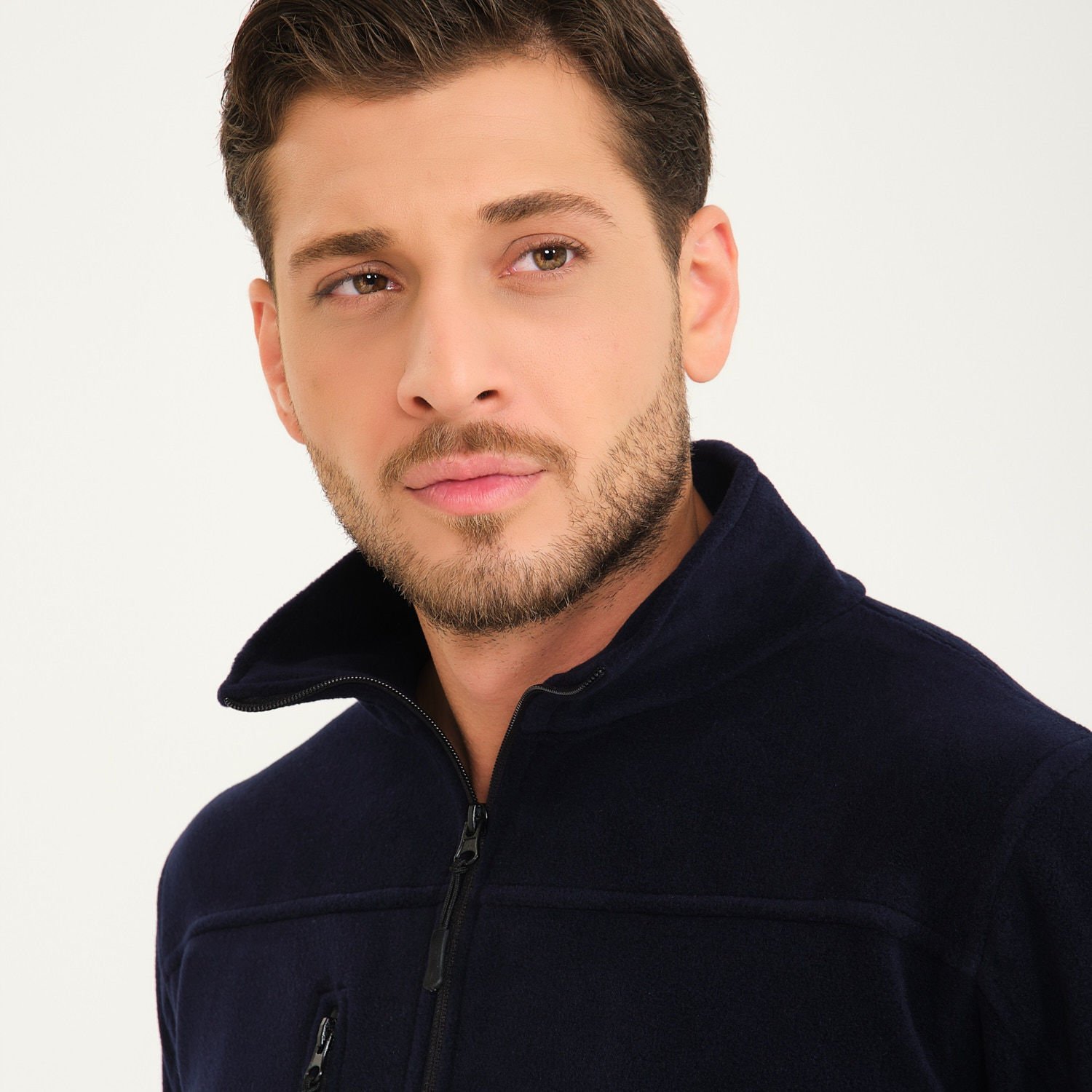 Lacivert Balıkçı Yaka Taktik Polar Mont