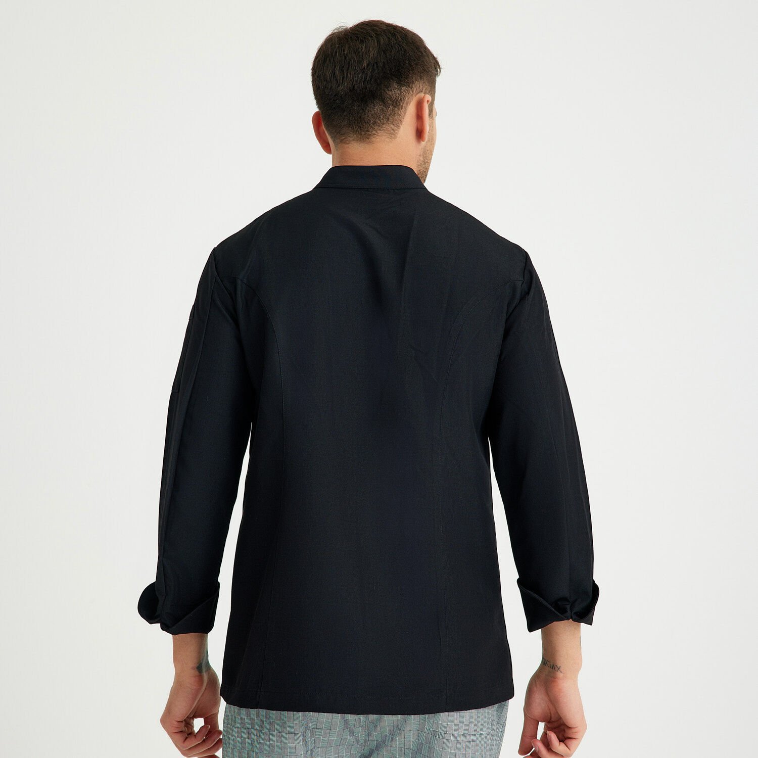 Siyah Gabardin Hakim Yaka Aşçı Ceketi