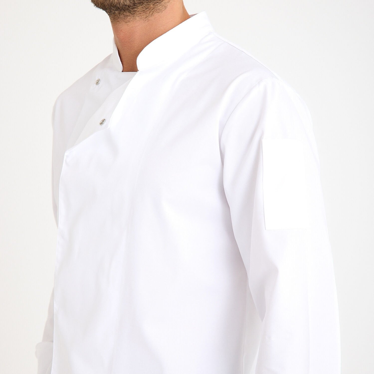 Beyaz Gabardin Hakim Yaka Aşçı Ceketi