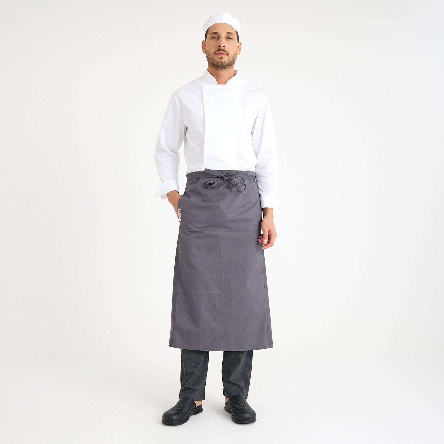 Beyaz Gabardin Hakim Yaka Aşçı Ceketi