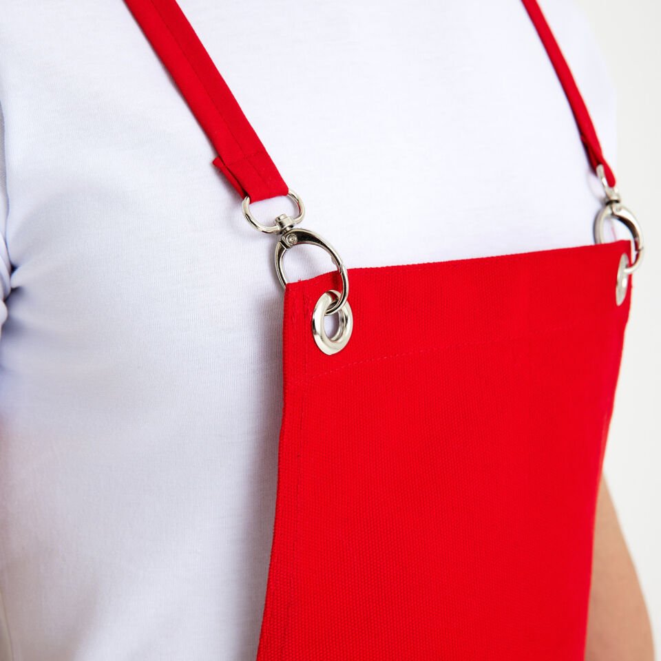 Çapraz Chef Askılı Önlük - Kırmızı