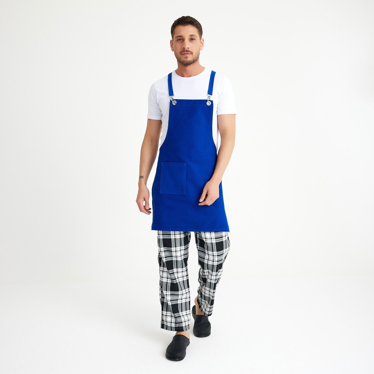 Çapraz Chef Askılı Önlük - Mavi