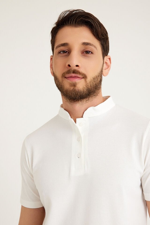 Hakim Yaka İş Tişörtü - Ekru