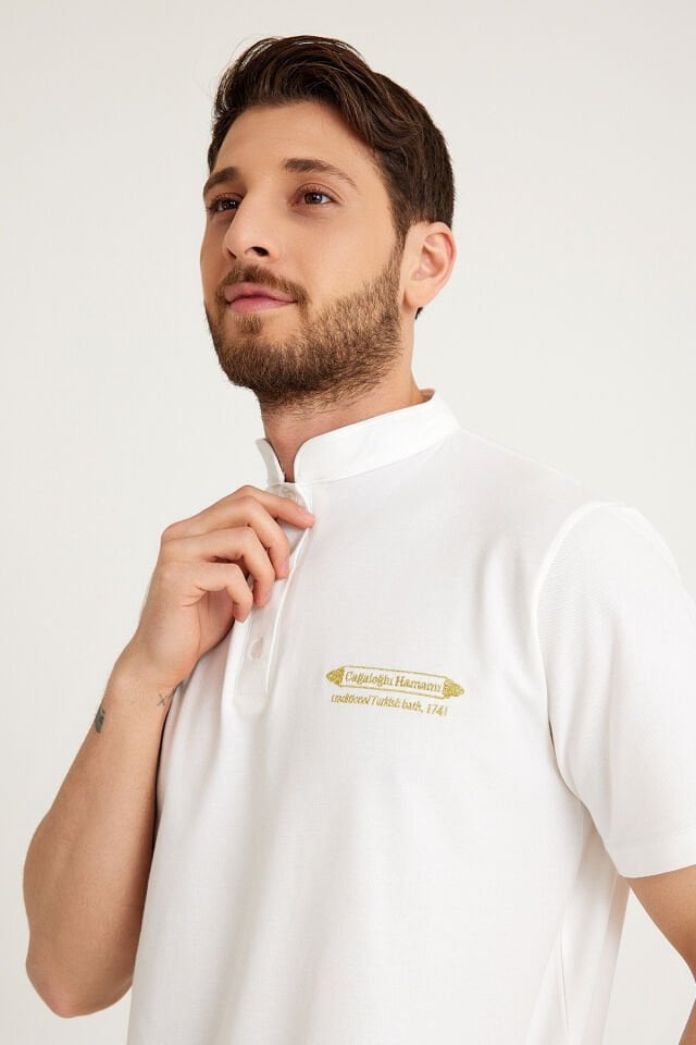 Hakim Yaka İş Tişörtü - Ekru