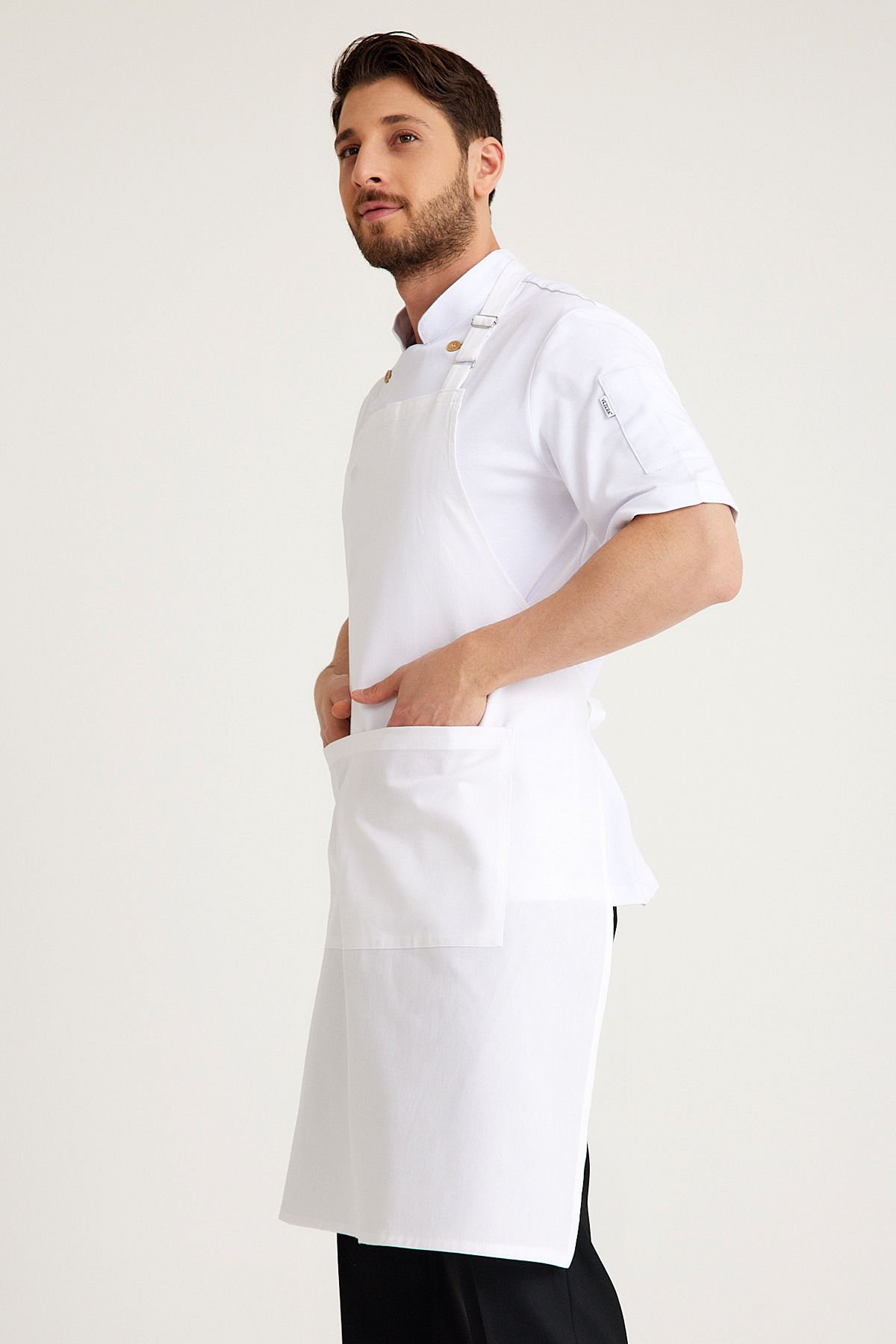 Beyaz Cepli Askılı Önlük