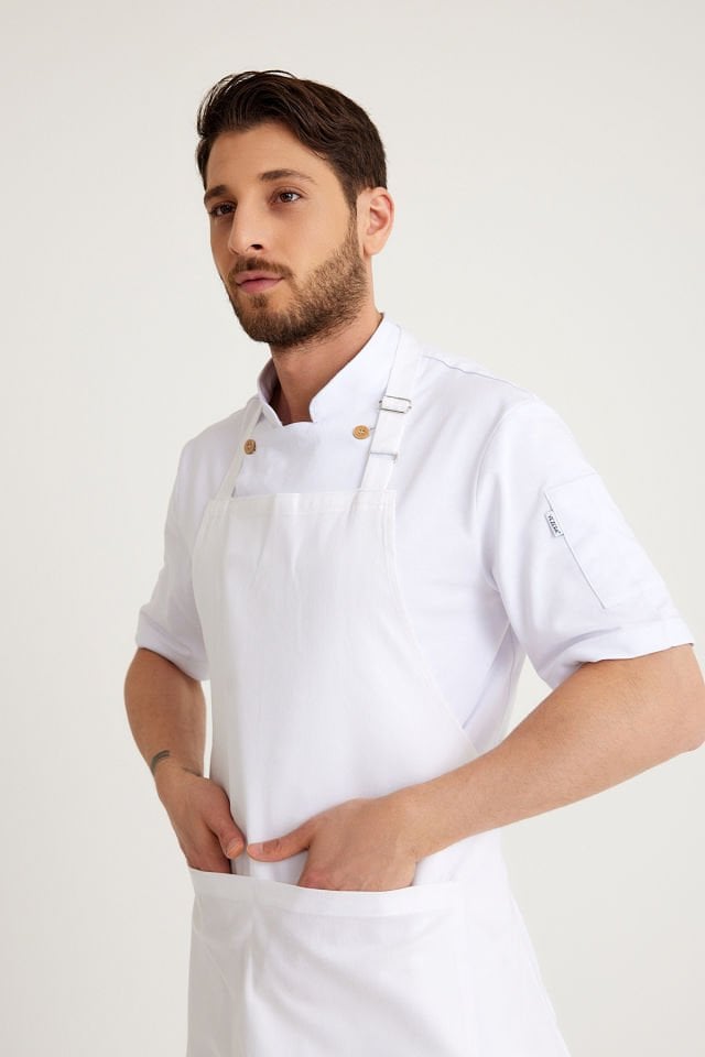 Beyaz Cepli Askılı Önlük