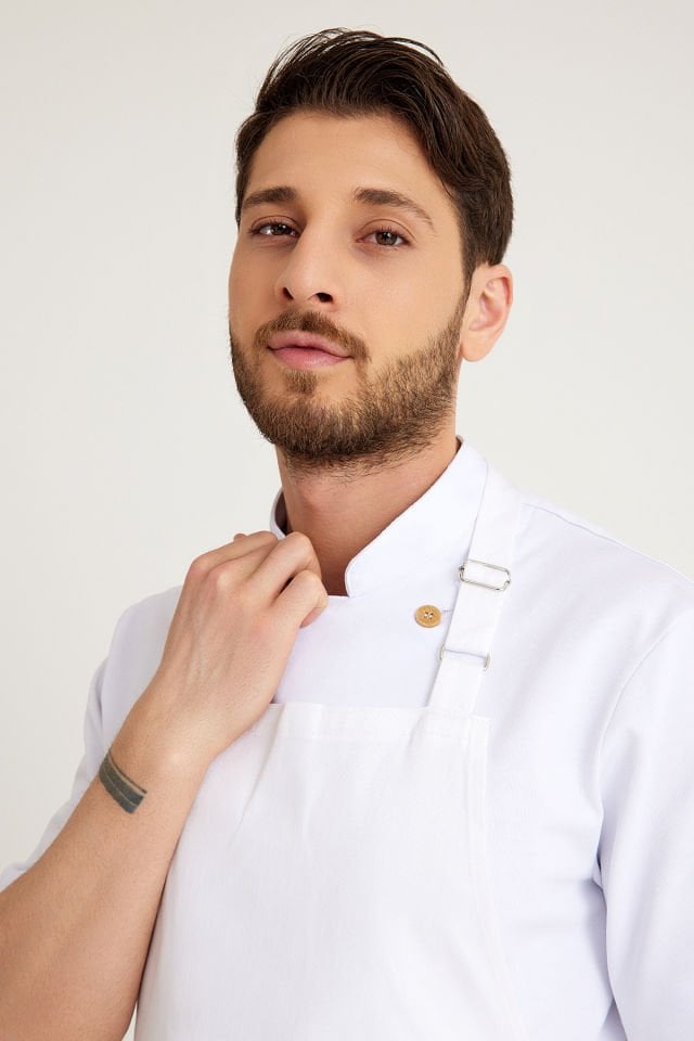 Beyaz Cepli Askılı Önlük