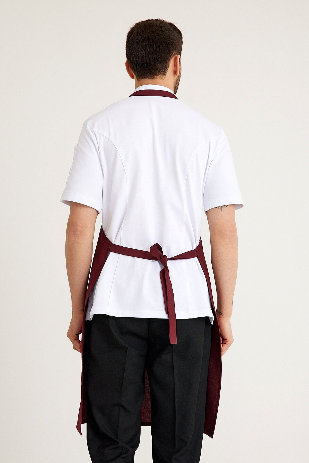 Gabardin Tokalı Askılı Önlük - Bordo