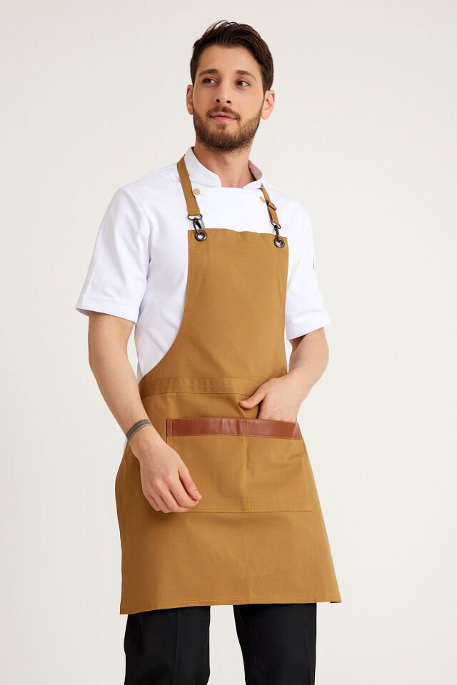 Açık Kahve Kot Askılı Cepli Önlük
