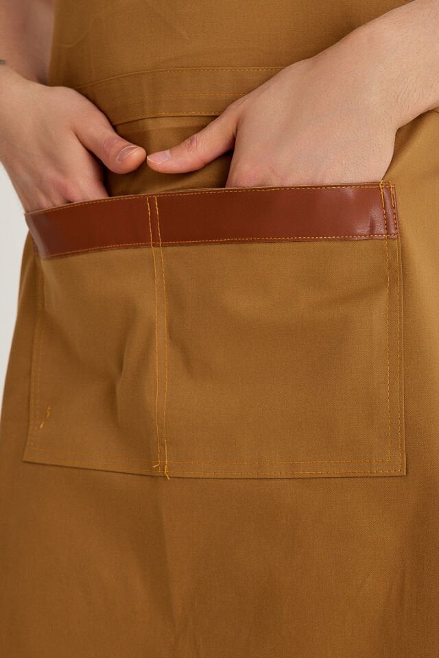 Açık Kahve Kot Askılı Cepli Önlük