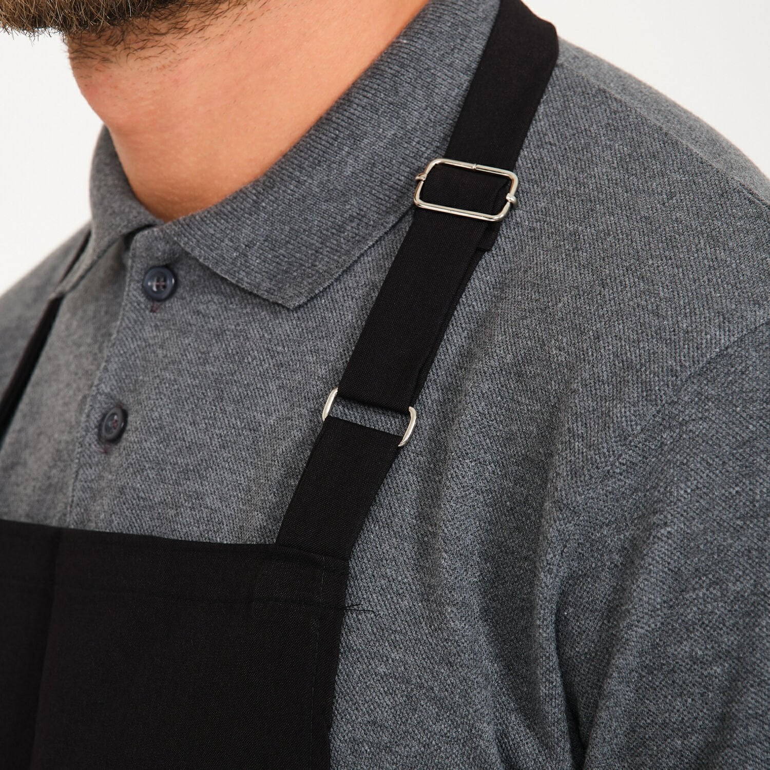 Gabardin Siyah Tek Cepli Askılı Önlük