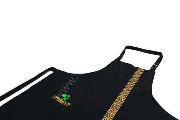 Firma Logo Nakışlı Cepli Modelli Askılı Önlük