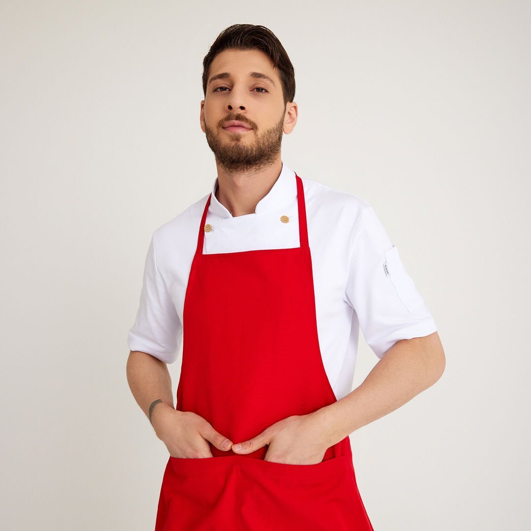 Kırmızı Cepli Askılı Önlük