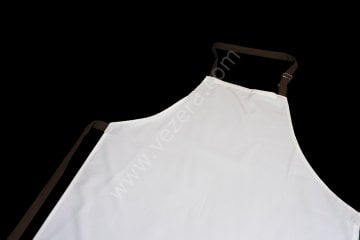 Beyaz Kahverengi Askılı Önlük