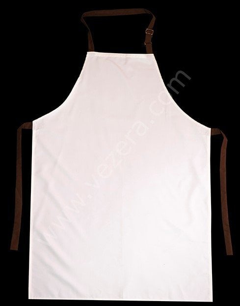 Beyaz Kahverengi Askılı Önlük