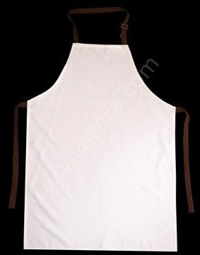 Beyaz Kahverengi Askılı Önlük